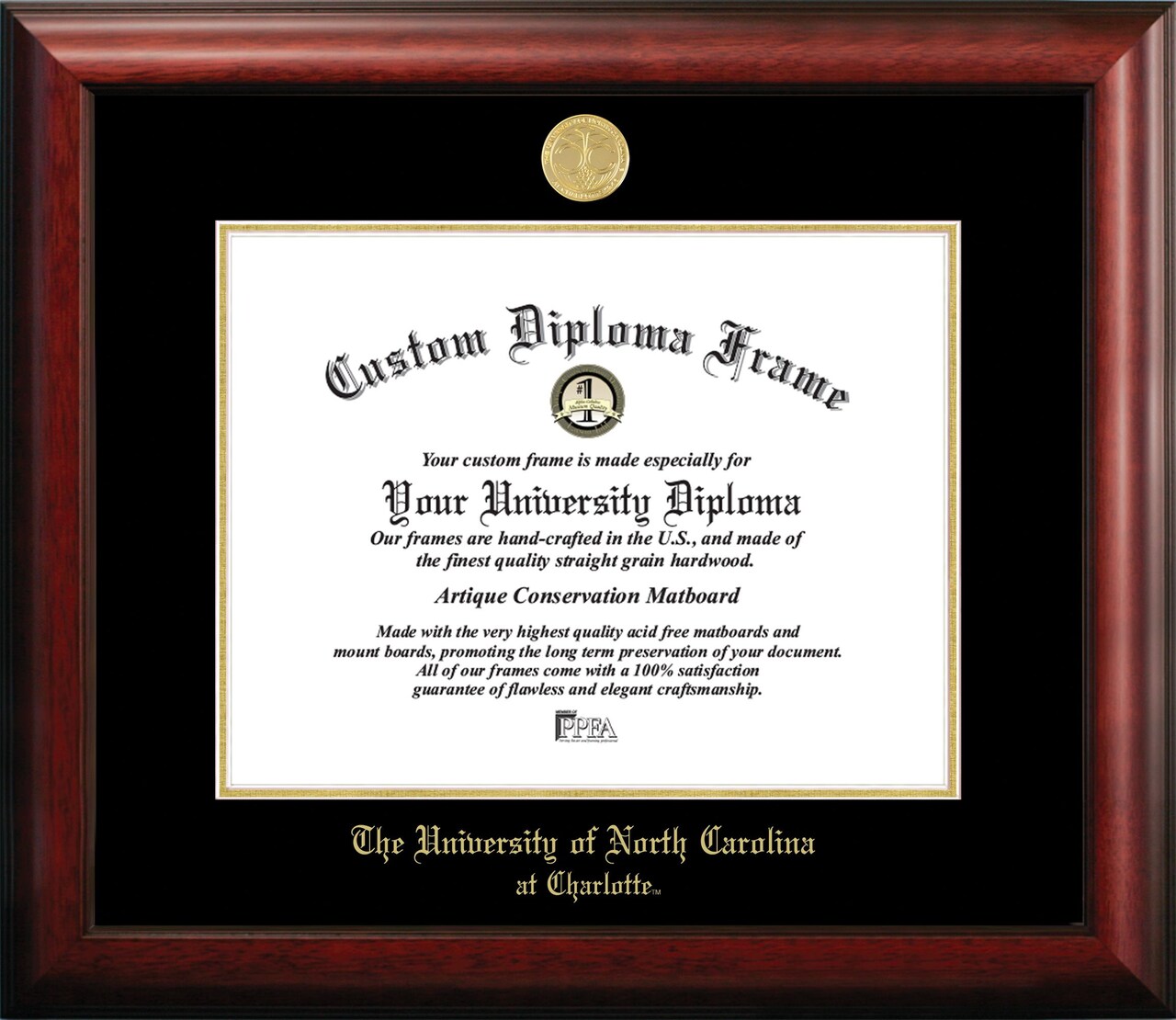 University of North Carolina, Charlotte 14w x 11h Gold Embossed Diploma Frame